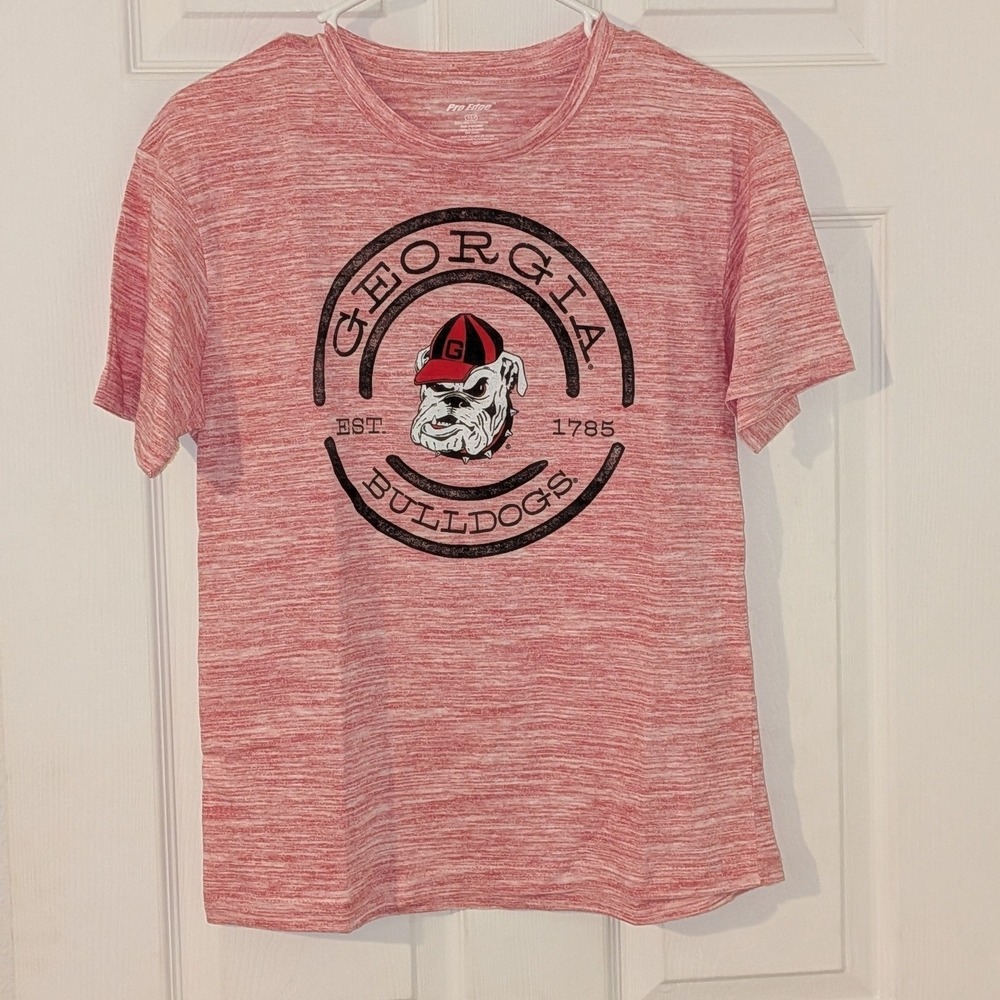 Pro Edge Georgia Bulldogs Graphic T-Shirt Women Small Red Space Dye Heather UGA